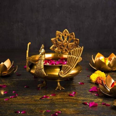 Brass Peacock Design Pot 2.6kg